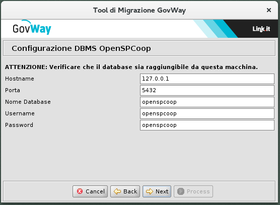 Parametri Accesso DB OpenSPCoop
