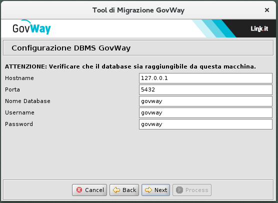Dati Accesso Database GovWay